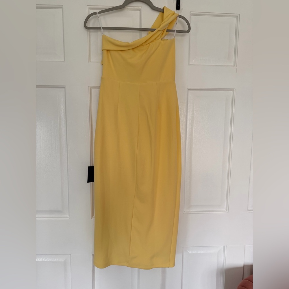 Lulu's Canary Yellow One-Shoulder Midi Dress